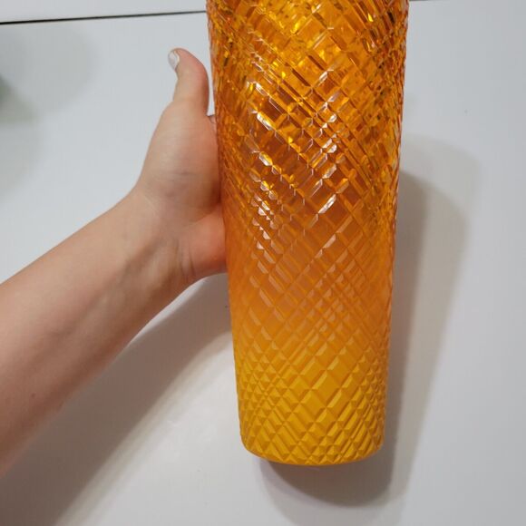 Starbucks Studded Tumbler 2022 Dining Orange Disco Grid Prism Venti 24 oz Cup - Picture 10 of 12